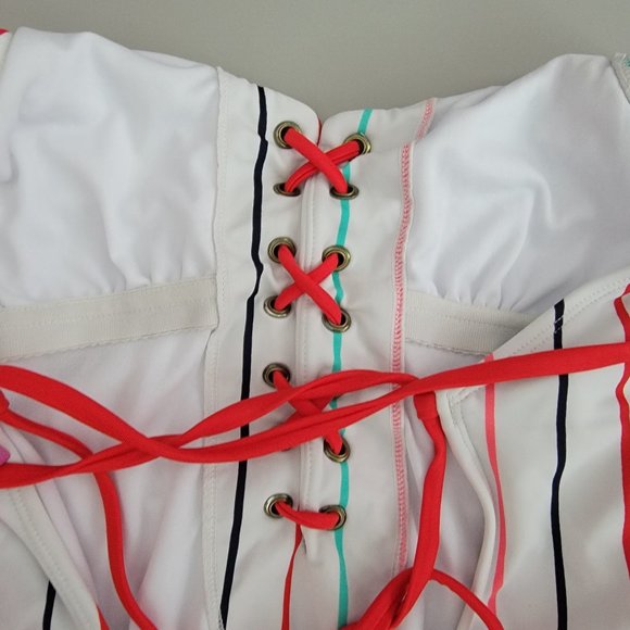 Xhilaration White Multi-Stripe Tank Swimsuit- Small - NWOT - Picture 5 of 8